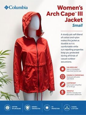 Columbia Women’s Arch Cape™ III 𝐍𝐖𝐓 Orange UPF 15 Jacket